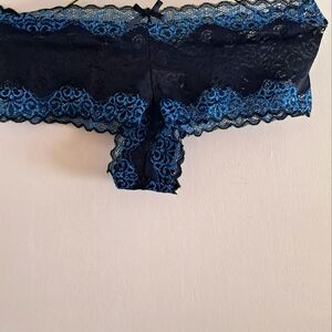 Lace Trim Black and Blue Lingerie